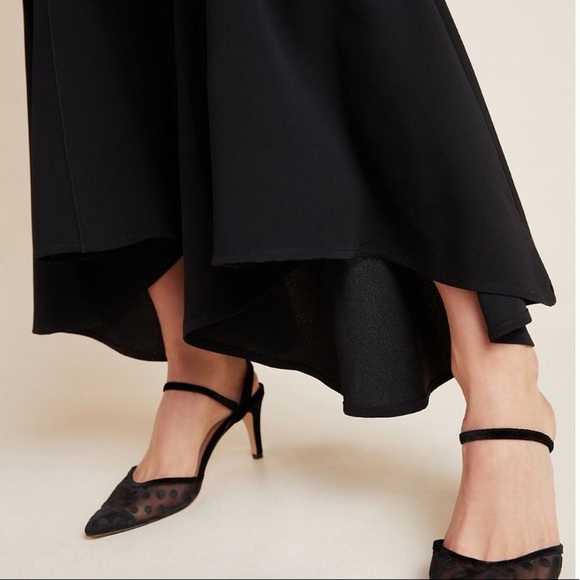 ANTHROPOLOGIE NWT Black Wide Leg Flowy Flounce Flare Pants Zinnia Trousers - Picture 11 of 13